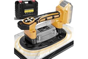 DENEWERK Tile Vibration Tool 250mm Suction Cup Max 551lbs/250kg, Handheld Tile Installation Leveling Machine for Dewalt 20V Battery, Tiling Vibrator for Tiling Leveling Laying 25000r/Min 9 Speeds Adjustable