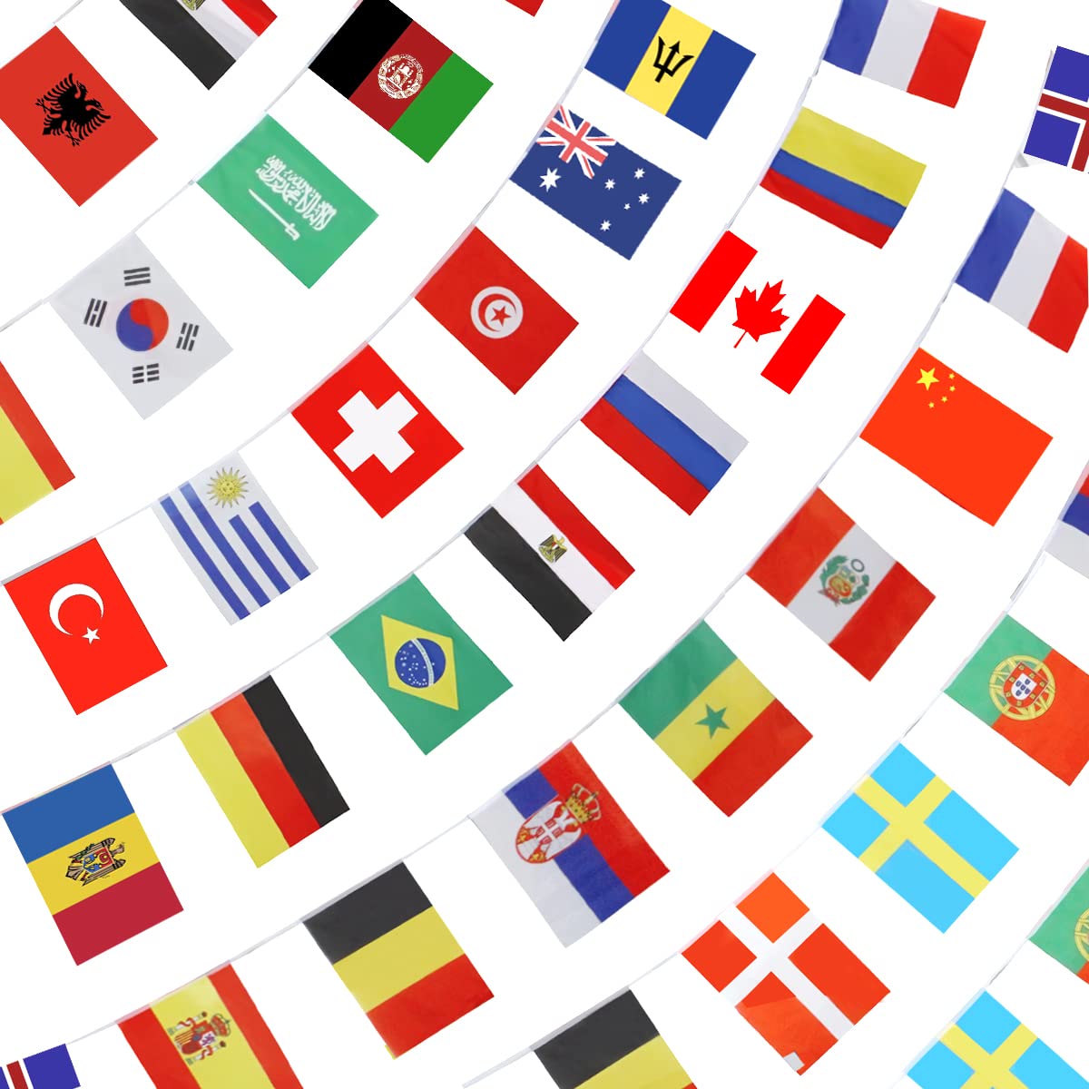 ANLEY 184Ft 200 Countries String Flag - International Bunting Banners for Party Decorations, Bars, Sports Clubs, School Festivals, Celebrations - 8" x 5", 200 Flags, 184 Feet โ image 1