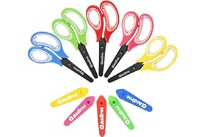 Asdirne Black Coated Kids Scissors for Child, Safety with Blunt Tip Stainless Steel Blades and Soft Grip, Great for Home and School, Assorted Color, 13.5cm, 5 Pack