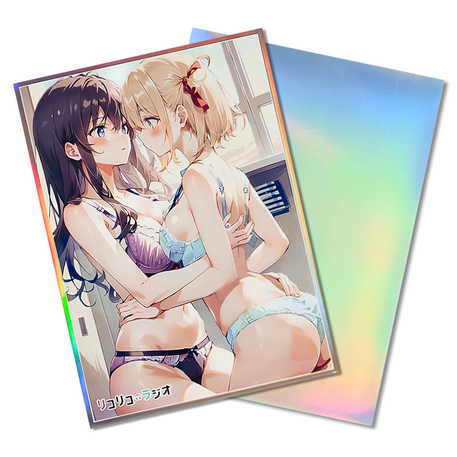 60 PCS Holographic Anime Card Sleeves, 67x92mm Top Load Transaction Card Sleeve Protective Card Sleeve for MTG/PTCG/TCG（Lycoris Recoil）