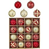 Valery Madelyn Christmas Tree Decorations Set, 16ct Red and Gold Shatterproof Christmas Ball Ornaments Bulk, 3.15 Inches Luxury Hanging Ornaments for Christmas Trees Xmas Holiday Decor