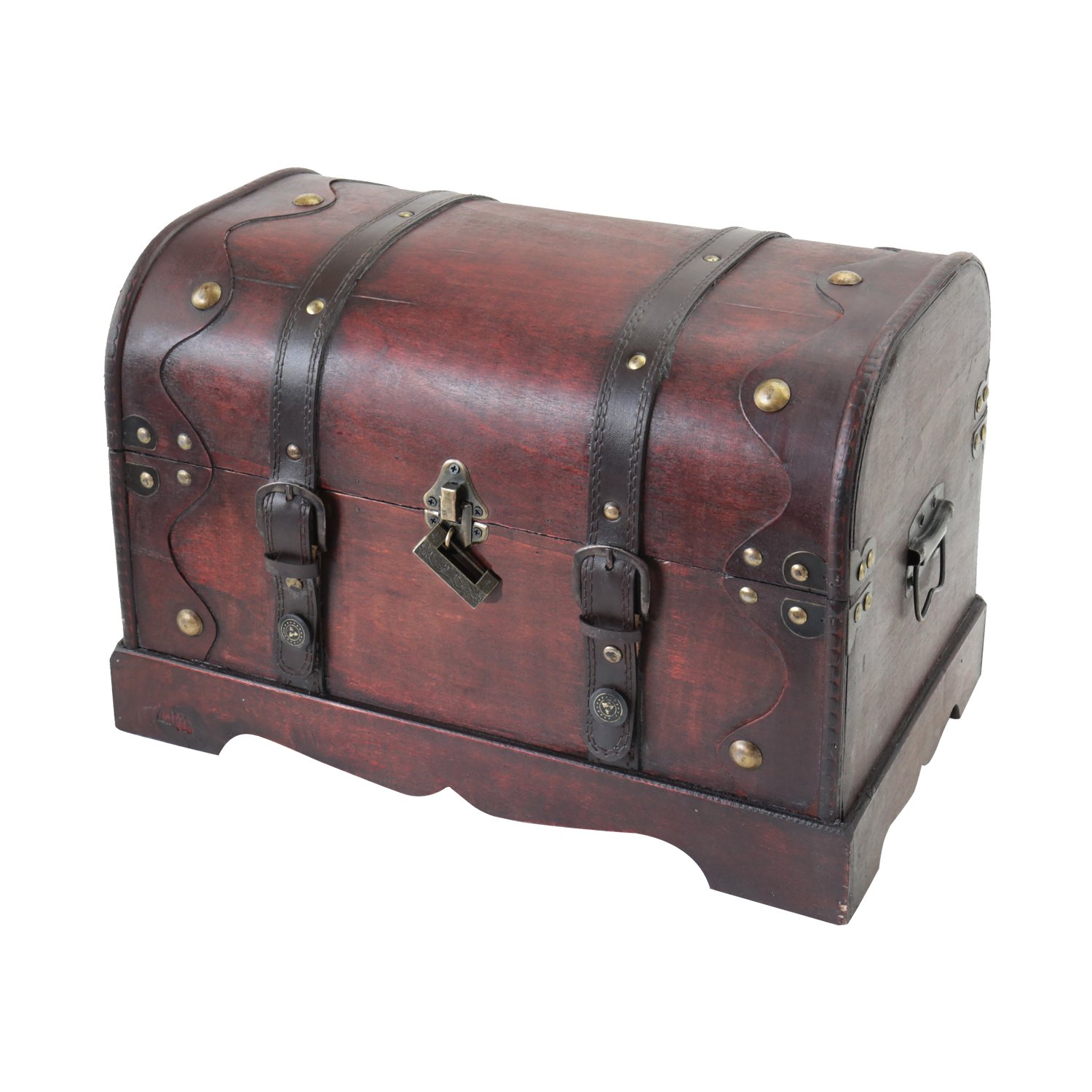 HMF Wooden Treasure Chest, Large Treasure Box with Decorative Lock for Children’s Parties | 40 x 23 x 27 cm | Cambodia