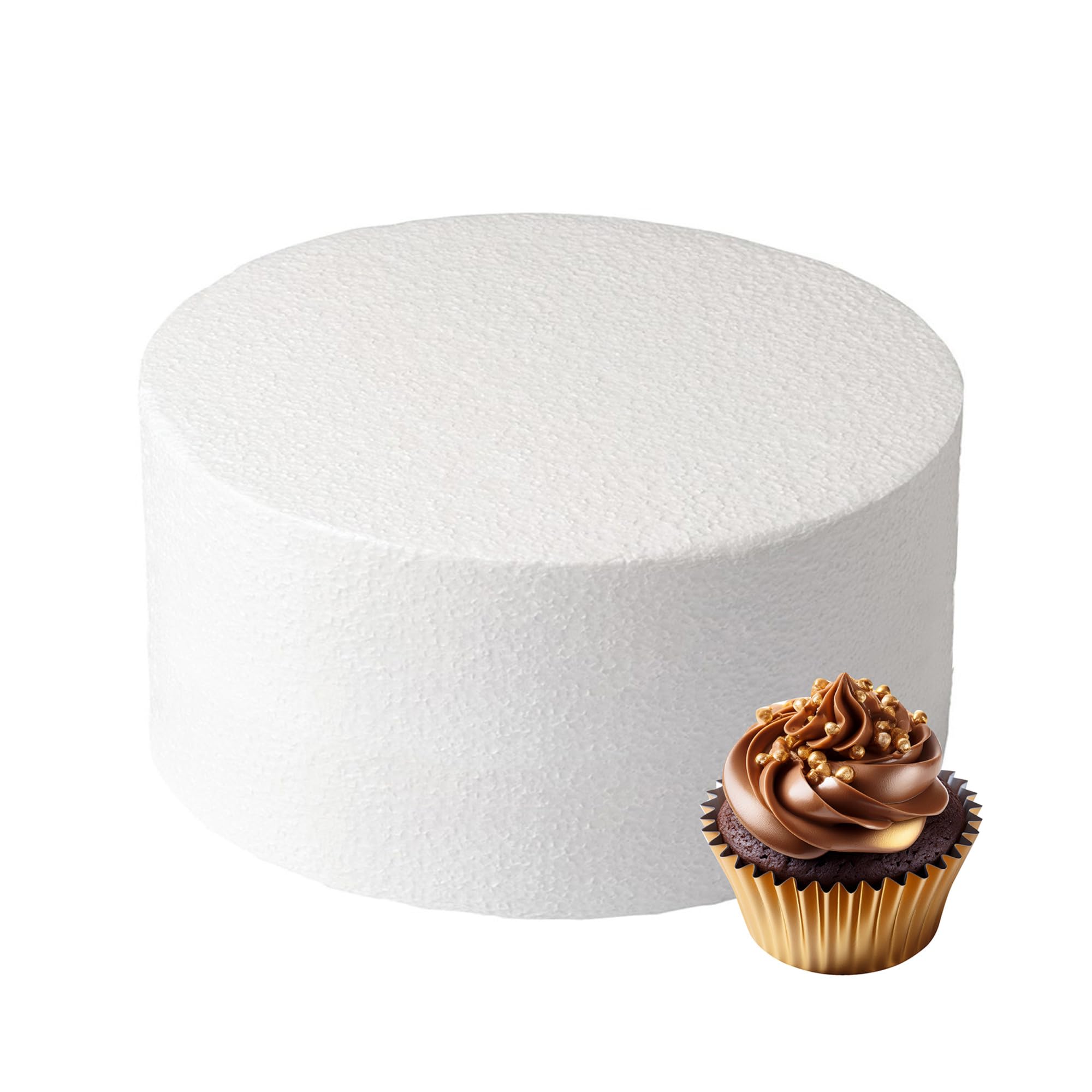 Culpitt 10" x 5" Round Cake Dummy, Straight Edge Cake Form, Practice Cake Decorating or Use for Creating Long-Lasting Displays, Smooth Polystyrene