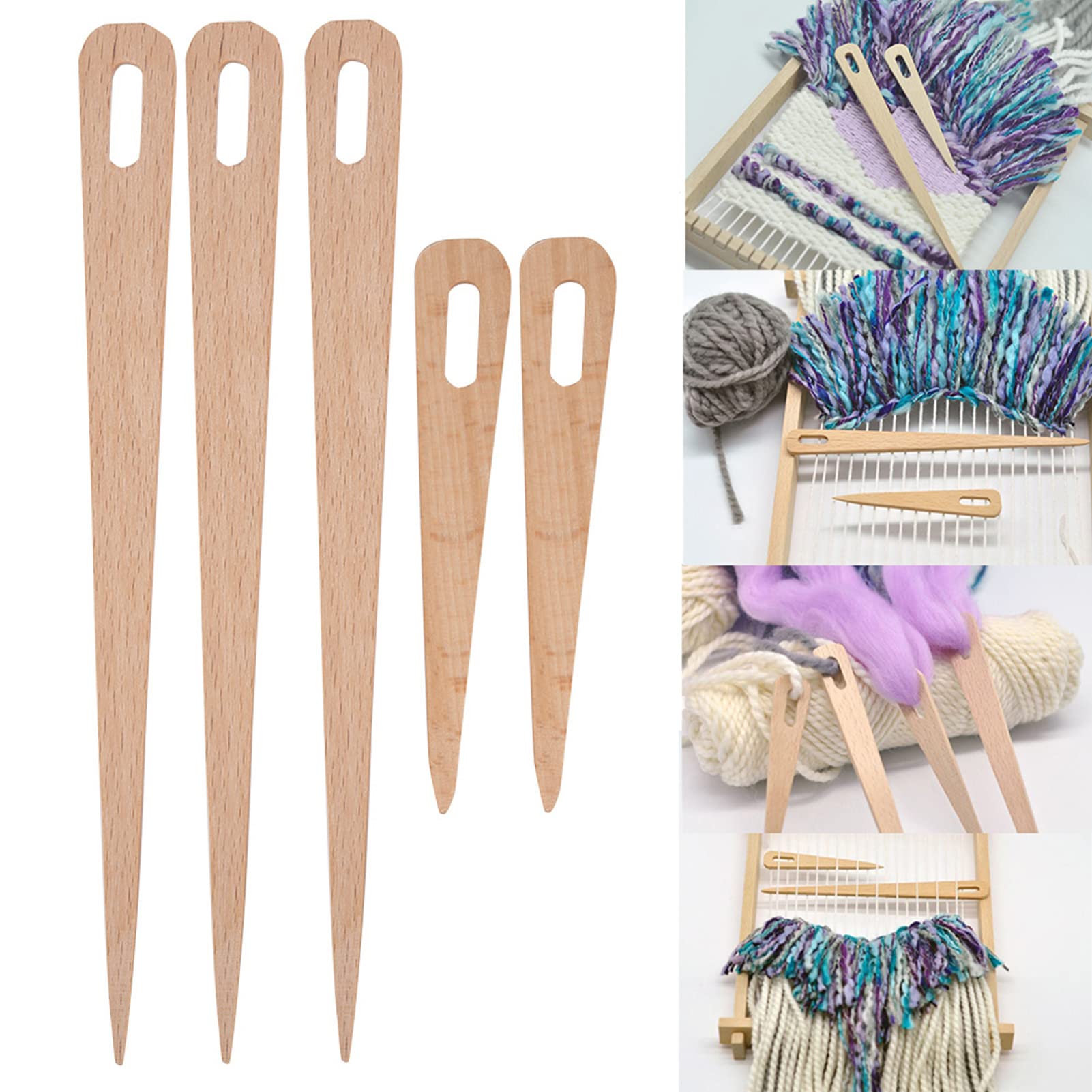 Big Eye Knitting Needles, 5Pcs Wooden Weaving Crochet Needle Hand Loom Stick Fork Eye Needle for Tapestry Weaving Loom Tool Crafters Crafters DIY Enthusiasts