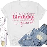 Potia Birthday Shirts for Women Happy B-Day Party Crew T-Shirt Birthday Queen Girl Squad Printed Tops