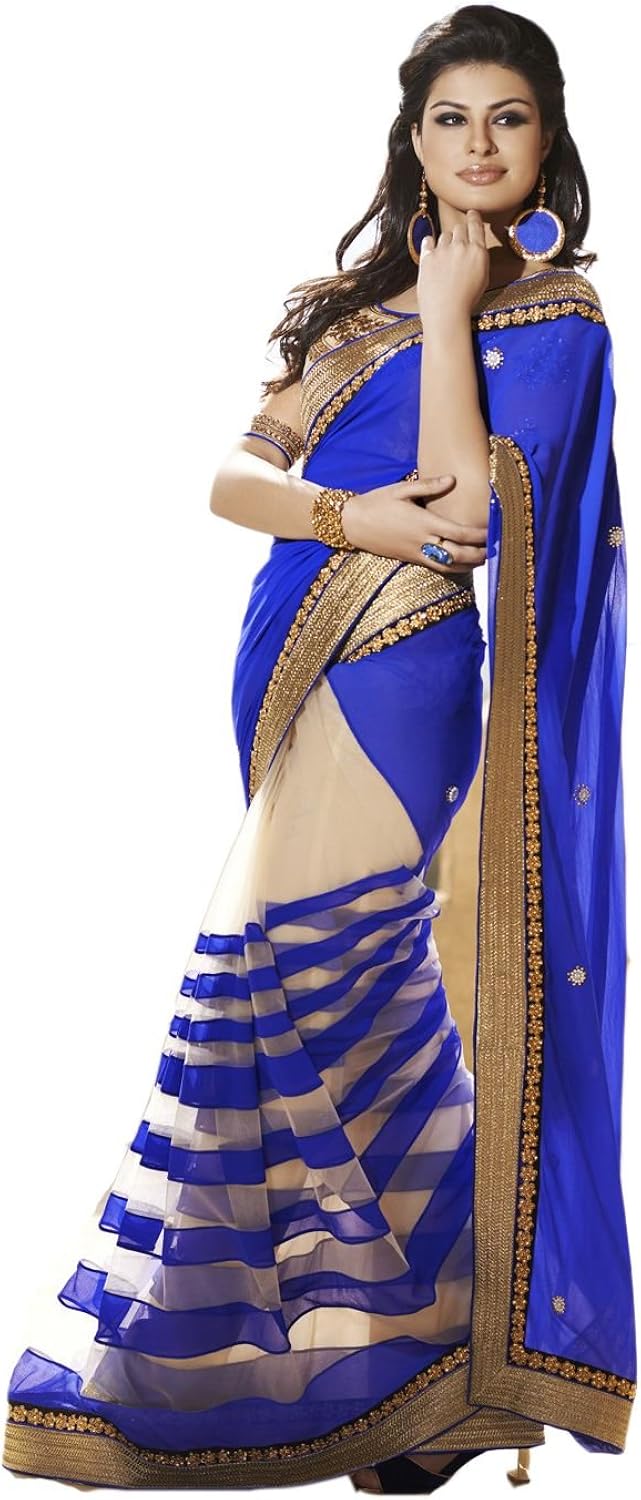 party wear net embroidered saree