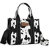 Montana West × Wrangler Tote Bag for Women Western Cow Print Purse Designer Top Handle Handbags