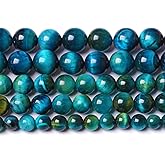 6mm 60PCS Peacock Blue Tiger Eye Stone Beads Natural Crystal Spacer Loose Beads for Jewelry Making DIY Bracelet Semi Precious 1 Strand 15 inches
