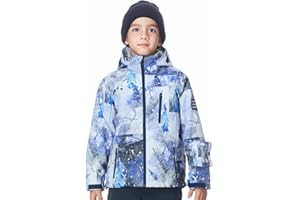 MONTFLIX Kids Ski Jacket Waterproof Warm Winter Snow Coat With Hooded Outdoor Snowboarding Skiing Jackets for Girls Boys