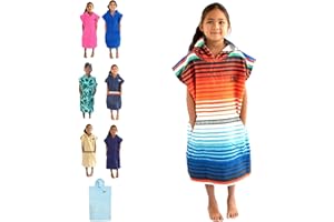 Cor Surf Poncho Changing Towel Robe with Hood and Front Pocket for Kids, Doubles Up As Beach Towel and Blanket, Made of Quick