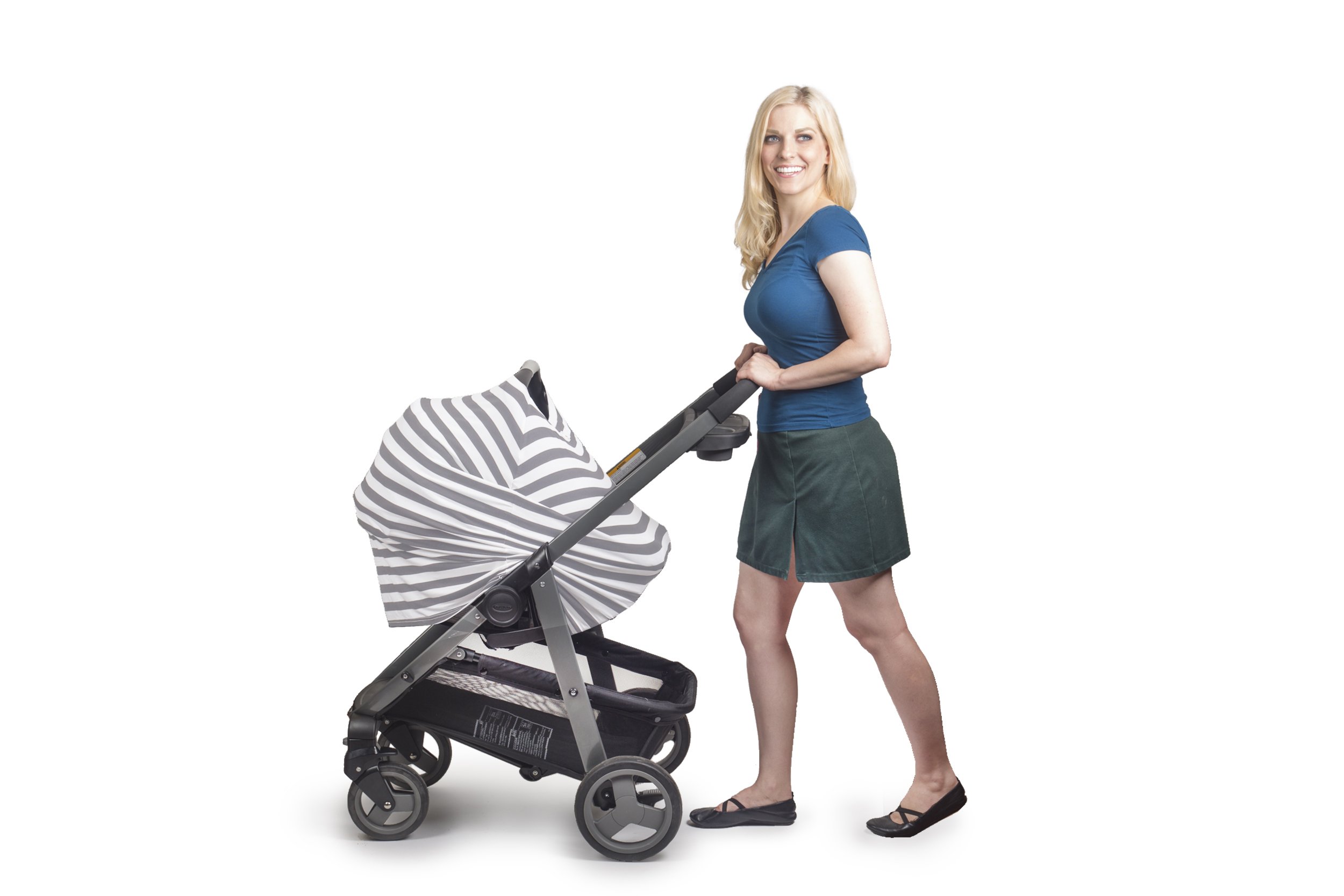 Nursing Carseat Cover Breastfeeding Scarf - Stretchy 4 in 1 - Car Seat Canopy, Shopping Cart Cover, High Chair Cover, infinity scarf nursing apron, Perfect Gift for Pregnant Mothers and Baby Showers