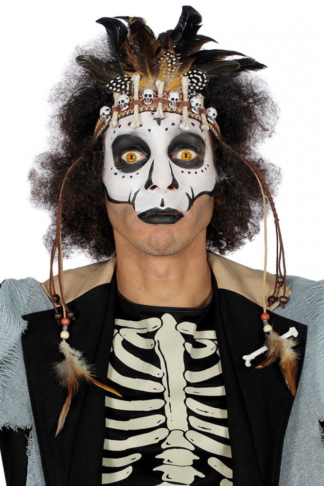 shoperama Voodoo Headband with Skulls, Bones and Feathers, Costume Accessory, Headband, Halloween Indian