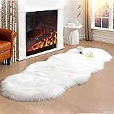 CKLZSAY Faux Fur Rug Runner 2x6 ft White - Machine Washable Super Soft Plush Shaggy Fluffy Area Carpet,Sheepskin Rug Fuzzy Floor Mat for Bedroom, Sofa,Living Room, Bedside, Nursery & Kids Room