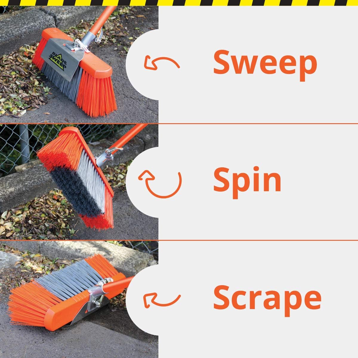 BLADE SWEEP - Push Broom Outdoor - Garage Broom - 18 inch Heavy Duty Broom - Industrial Broom - Fiberglass Broom with Stainless-Steel Scraper: Kitchen & Dining