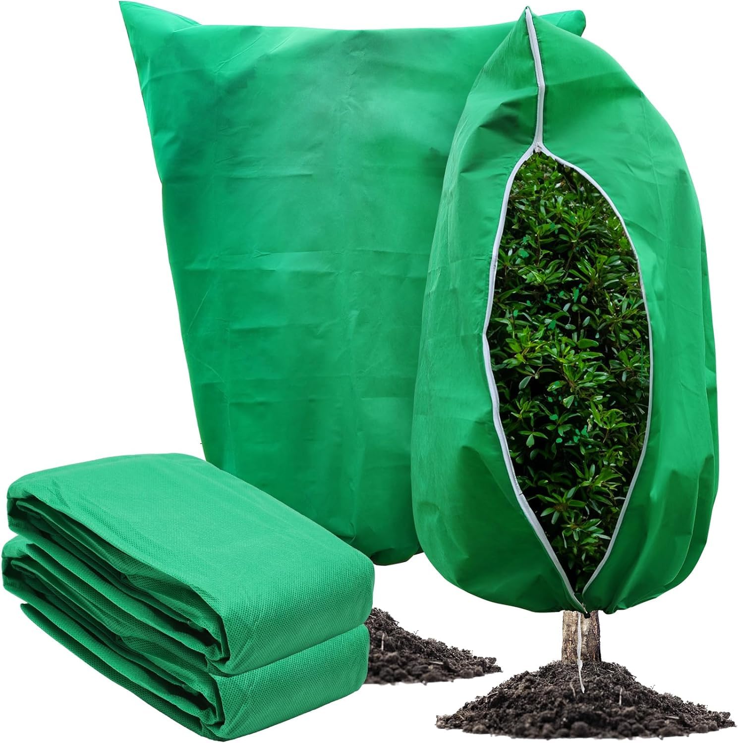 OAHAO 2 Packs Plant Covers Freeze Protection 80 X 120cm Large Frost Blankets for Plants Frost Cloth Plant Freeze Protection Tree Covers Freeze Protection Covers Bags with Zipper Drawstring