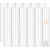 12 PCS Hurricane Candle Holder, 3" W x 16" H Open Ended Glass Candle Cylinder Sleeve, Clear Glass Cylinder Candle Holder, Open Flame Candle Chimney Tube Cover, Bottomless Cylindrical Glass