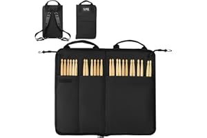 Amazing Fair Drumstick Bag, Small Drumstick Storage Case, Hanging Drumstick Rack Bag, Durable Drumstick Bag with Built-in Hook for Storing Drumsticks and Mallets (Holds 12 Pairs)