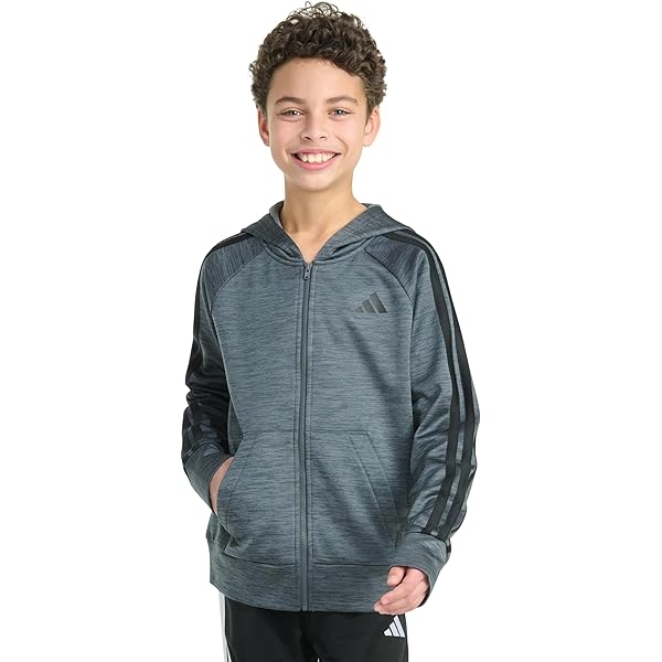 Amazon.com: adidas Boys' Long Sleeve Full-Zip Training Essential 3