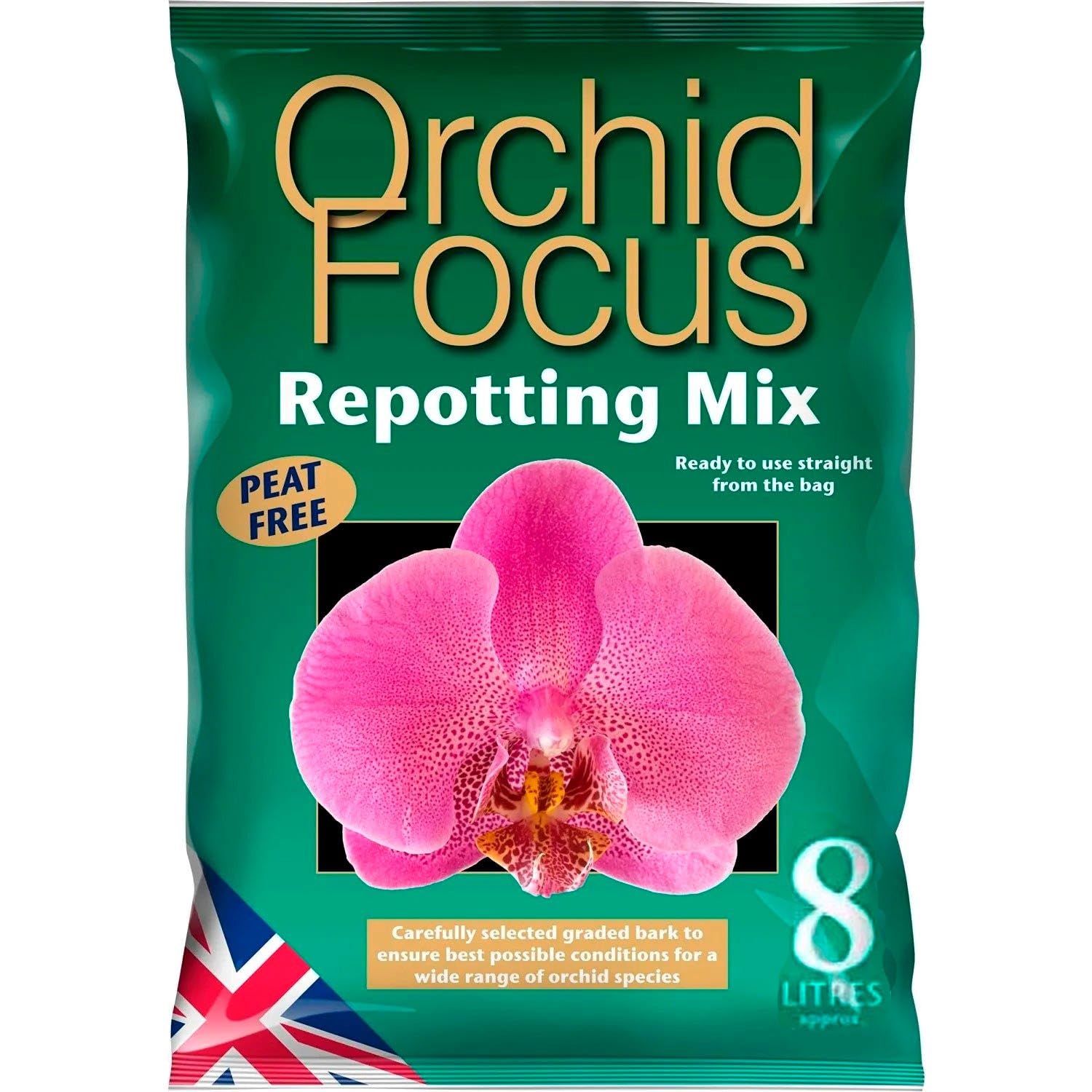 Orchid Focus Repotting Mix, 8L - Growth Technology Orchid Potting Mix for Orchid Plants - Peat-Free Orchid Potting Mix - Orchid Compost For Repotting Pants - Professional Grade Orchid Bark