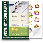 Glossy Printable Vinyl Sticker Paper for Inkjet & Laser Printer - 30 Sheets - 8.5" x 11" - Waterproof, Dries Quickly Vivid Co