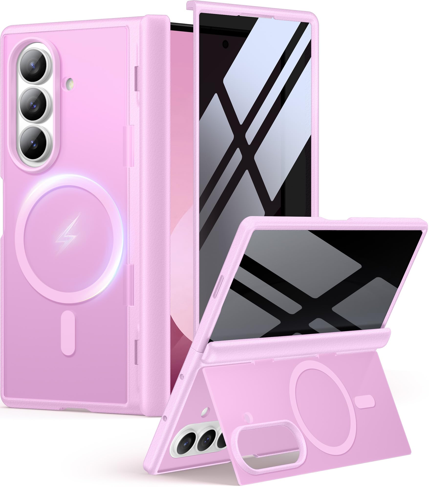 Photo 1 of MOBOSI for Samsung Galaxy Z Fold 7 Case with Privacy Screen Protector, [Compatible with Magsafe], [Built-in Kickstand & Full Body Hinge Protection] Magnetic Slim Phone Case for Z Fold7, Pink