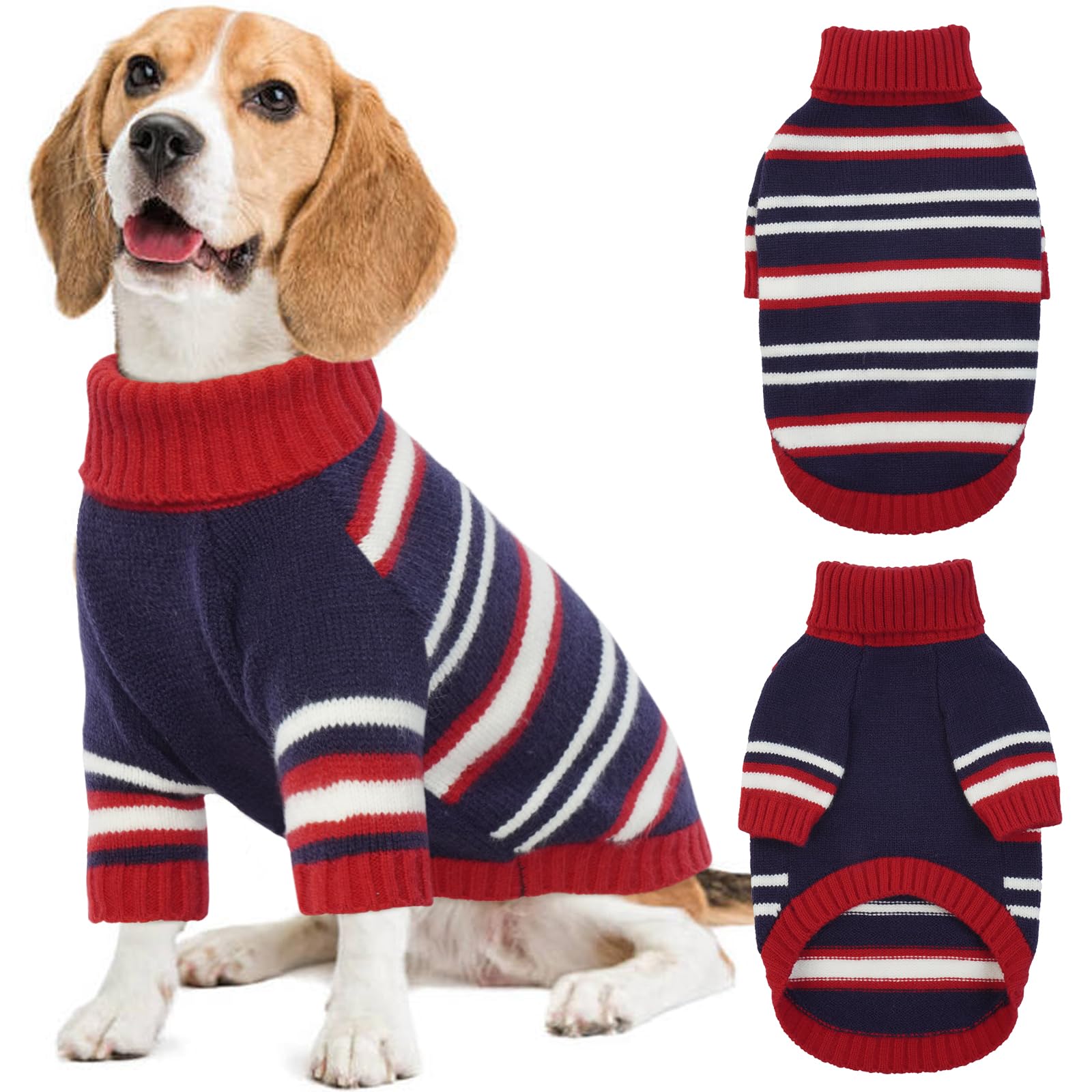 Kuoser M Dog Jumper Medium, Dog Sweater Warm, Knitted Dog Pullover Christmas Dog Jumper, Winter Dog Clothes for Medium Dogs, Turtleneck Dog Fleece Coat Soft Dog Sweatshirt, Pet Christmas Outfit