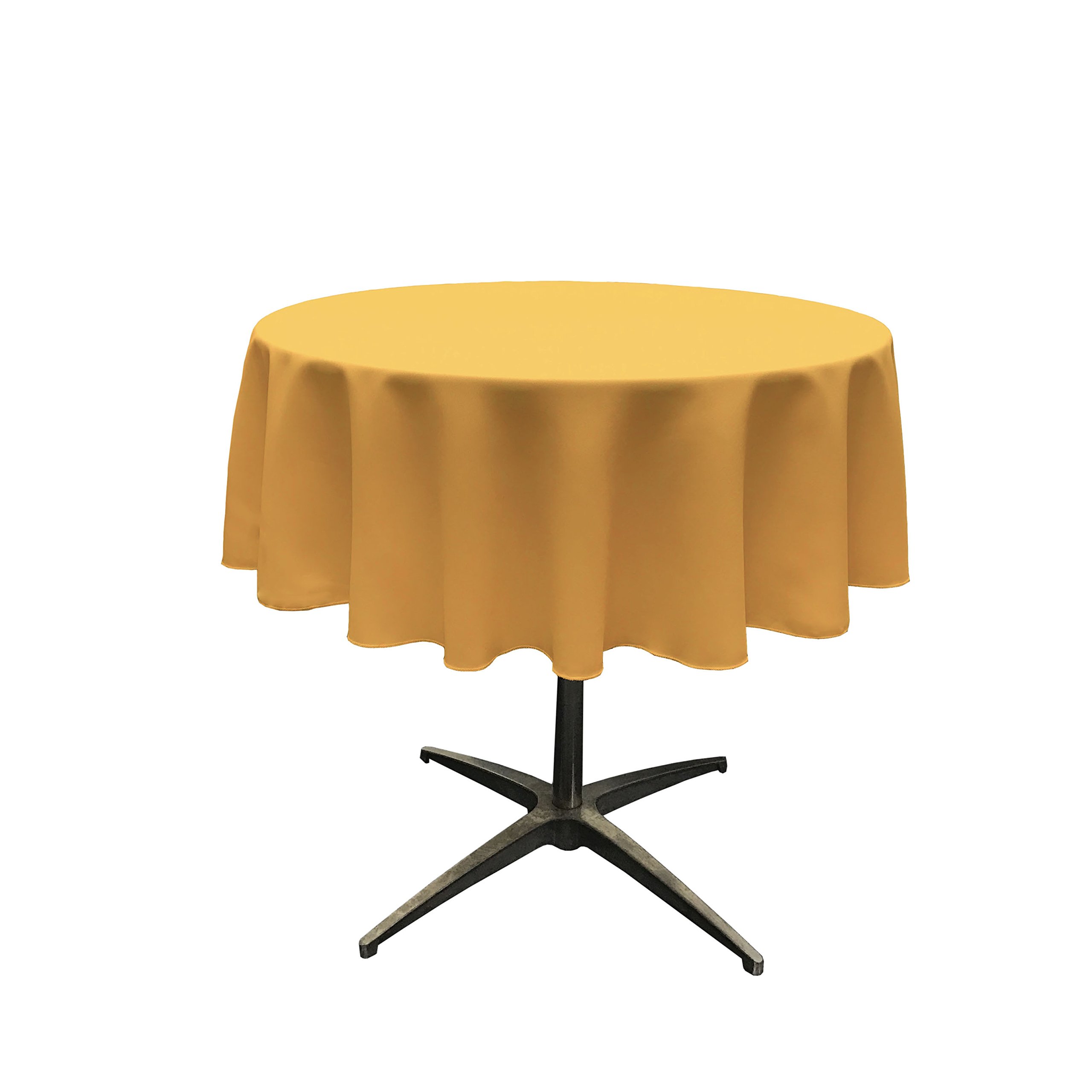 LA Linen Poplin Round Tablecloth, Polyester, Gold, 51-Inch — image 1