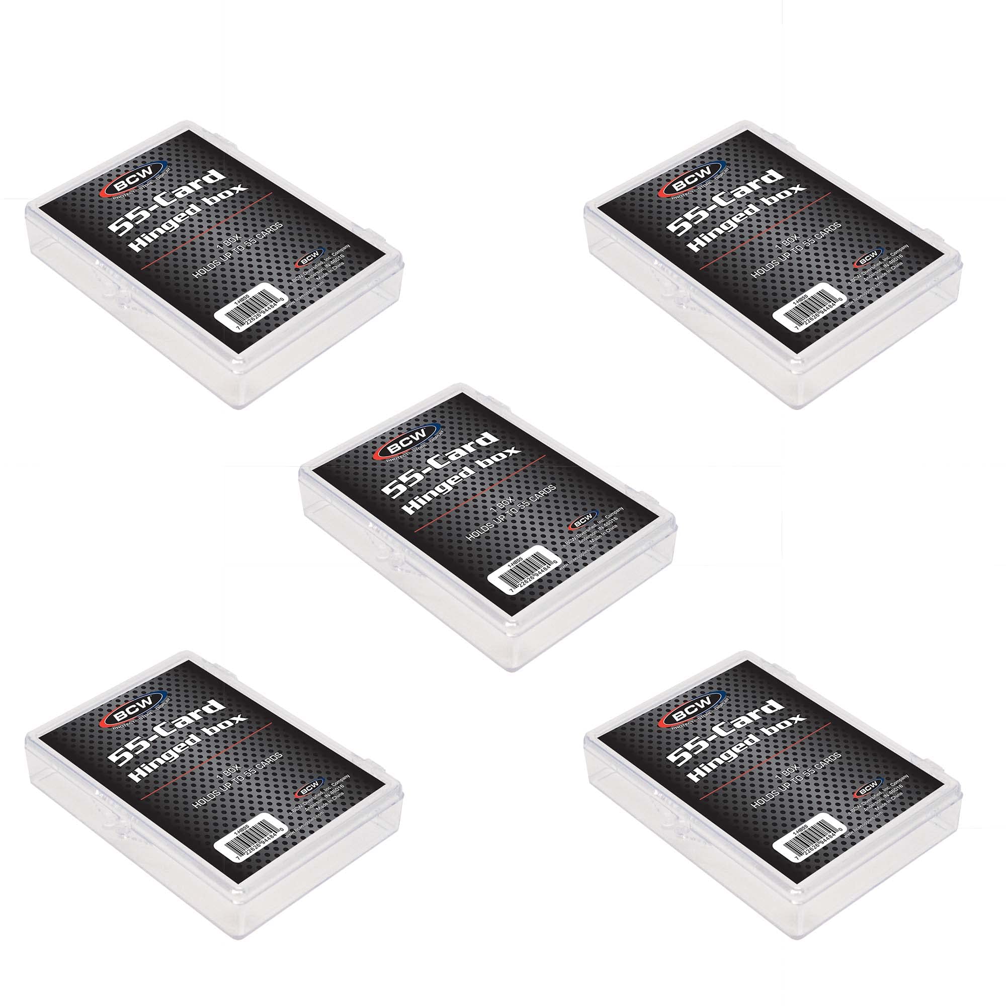 Photo 1 of BCW Hinged Trading Card Case -5ct | Holds 55 Standard Cards | Ideal for Trading Card Storage, Baseball Card Storage Box | Clear Polystyrene Snap Lock CaseCard Holder Box | Sports Card Organizer