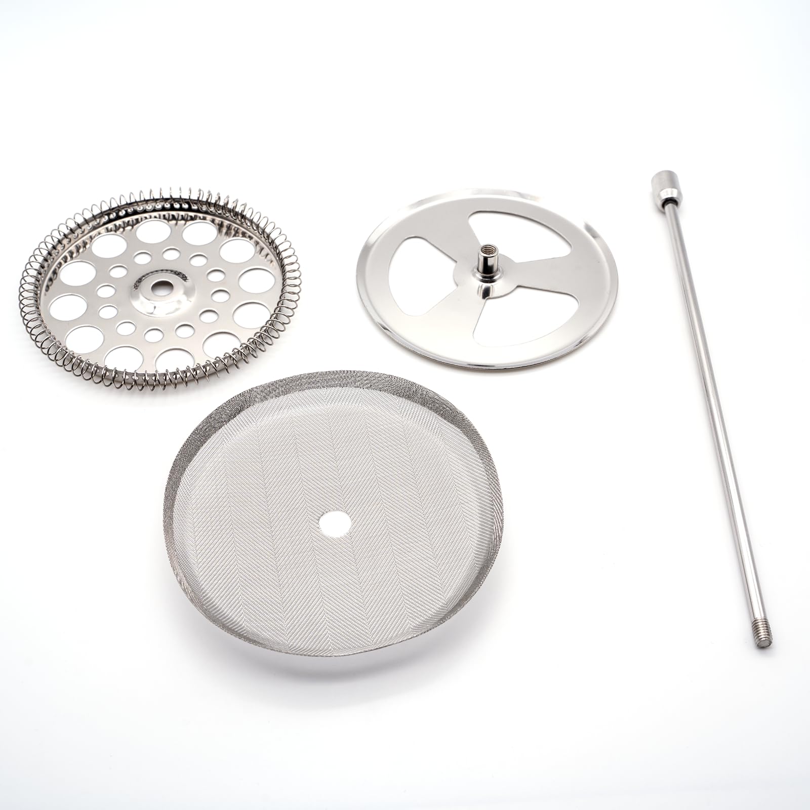 Photo 1 of 5-piece Stainless Steel French Press Brewing Set Replacement Kit,Stainless Steel 34 oz French Press Filter Replacement Parts (Silver, 1000ml)