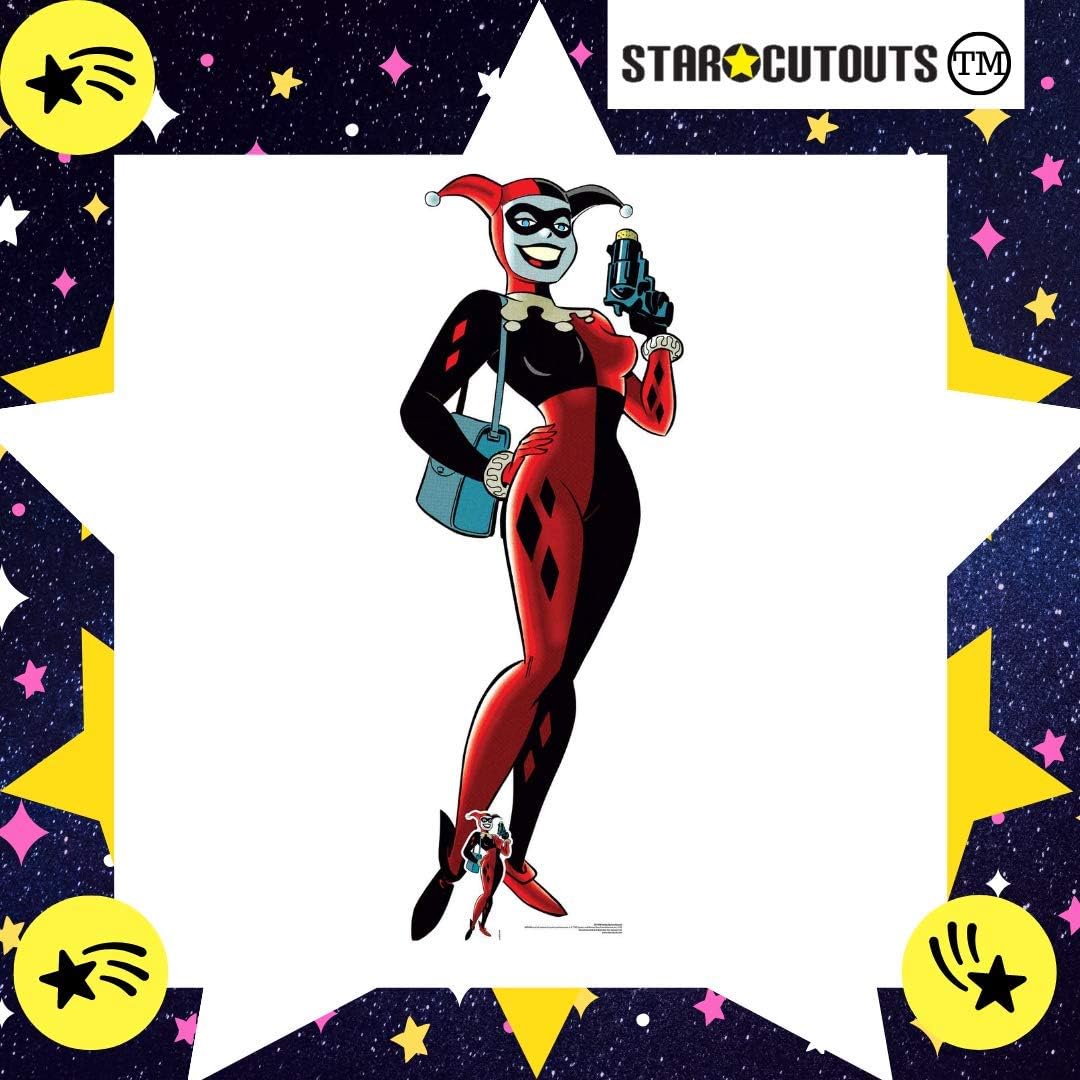 Star Cutouts SC1474 Harley Quinn Classic Gun Lifesize Cardboard Figure with Free Mini Desktop Cutout Height 174cm, Multicolour - Image 3