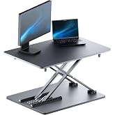 yoopin Standing Desk Converter, 25.16" &times; 15.75" Height Adjustable Laptop Stand for Desk, Sit Stand Monitor Stand, No Assembly Required for Home and Office Use (Black)
