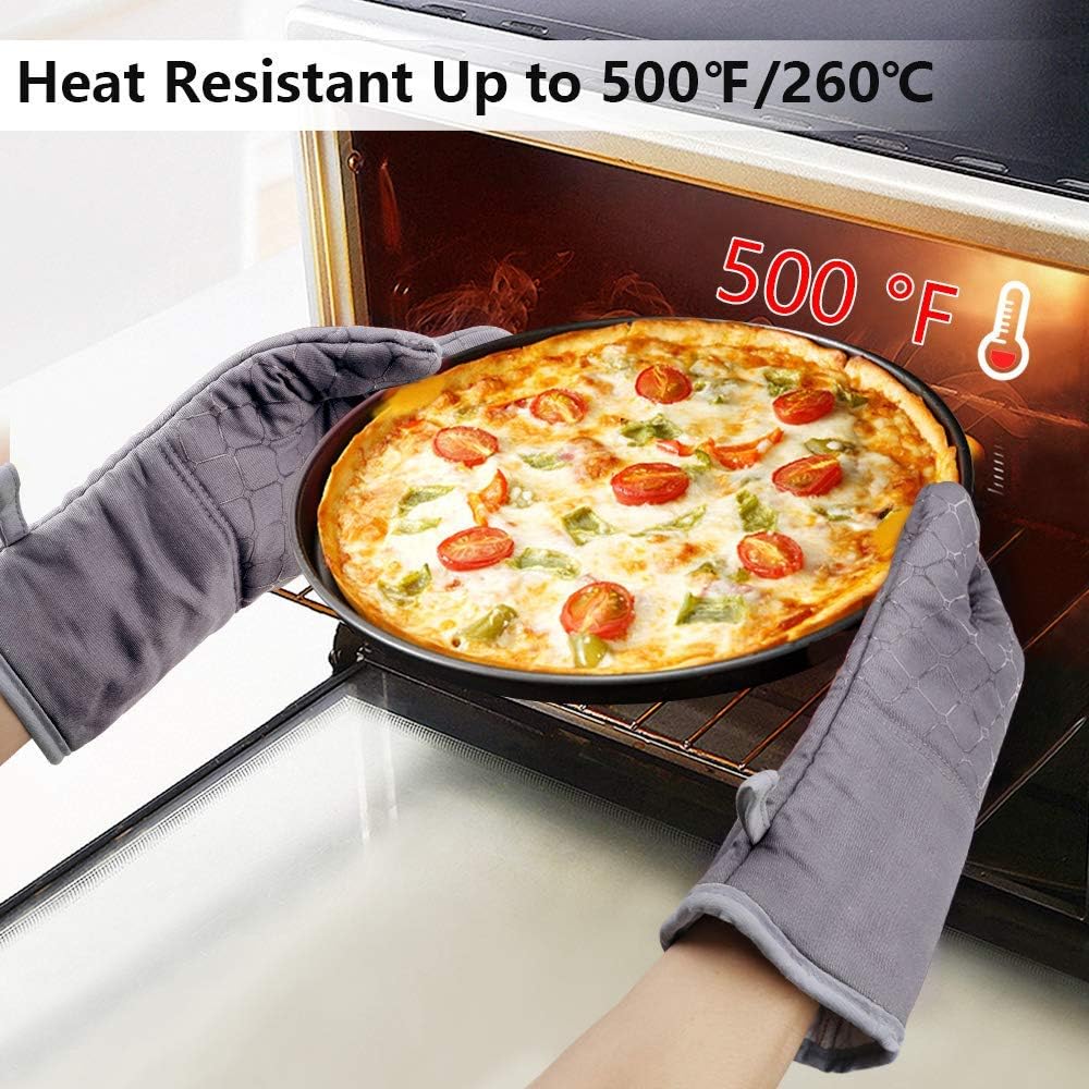 IXO 6Pcs Oven Mitts and Pot Holders, 500℉ Heat Resistant Oven Mitts with Kitchen Towels Soft Cotton Lining and Non-Slip Surface Safe for Baking, Cooking, BBQ: Home & Kitchen