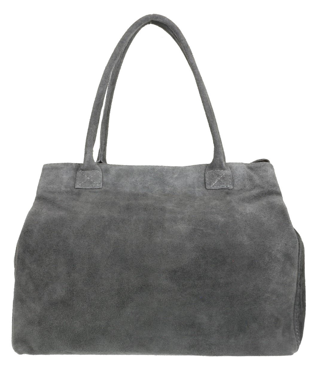 Girly HandBags Expandable Italian Suede Leather Shoulder Bag (Dark Grey)(Size: W 40, H 32, D 18 (W 15.5, H 12.5, D 7 inches))