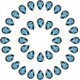 MECCANIXITY 50 Pcs Crystal AB Pointed Back Rhinestones, 6x8mm Teardrop Faceted Glass Gems for Phone Case DIY Crafts Jewelry Making Clothing Decoration, Blue