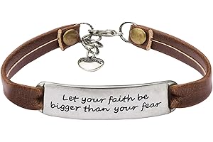 Yiyang Christian Gifts Leather Bracelet for Women Inspirational Faith Bible Verse Religious Jewelry Christmas Birthday Baptism Gift for Women