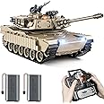 Supdex 1:18 RC Tank, 2.4Ghz M1A2 Abrams Remote Control Tank Model Toys, 15 Channel Battle Army Toy with Smoke, Light and Sound, Military RC Vehicle for Adult and Kid That Shoots BBS and Water Bombs
