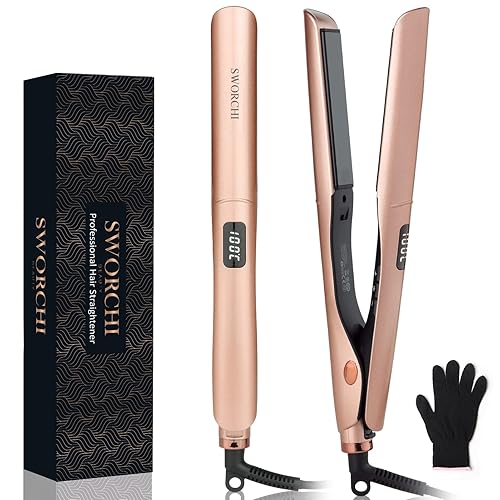 Hair Straighteners for Women 2 in 1 Hair Straightener and Curler Ceramic Plates Flat Iron with Adjustable Temperature LCD Display Straightening Styling Tool for Long Short Thick