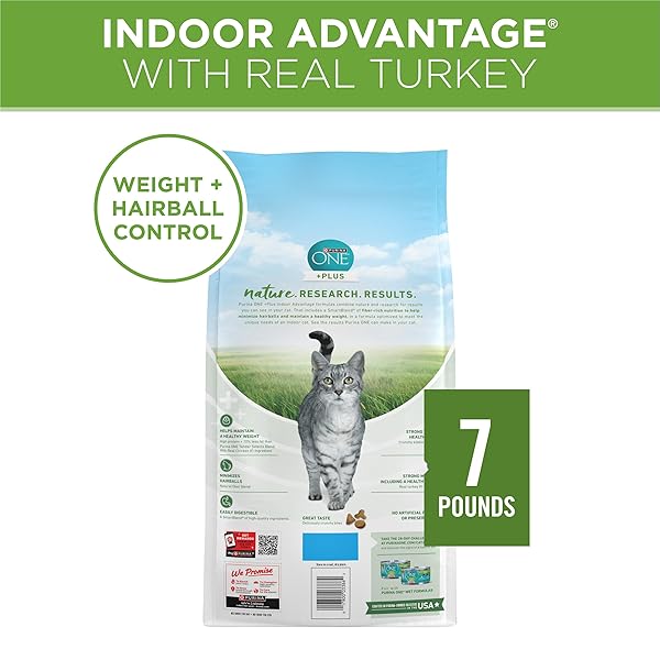 PURINA ONE NATURAL, LOW FAT, WEIGHT CONTROL, INDOOR DRY CAT FOOD, +PLUS INDOOR ADVANTAGE – 7 LB. BAG