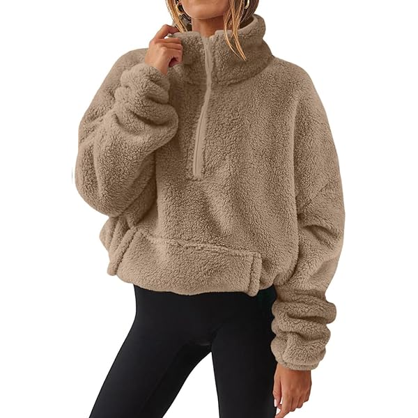 Amazon.com: midelxp Oversized Half Zip Sweatshirt Soft Sherpa