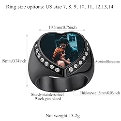 FindChic Customized Photo Signet Rings Heart Chunky