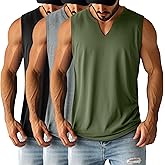 Ficerd 3 Pack Men's Big and Tall Muscle Tank Tops V Neck Sleeveless Shirts Plus Size Summer Casual Lightweight Tees