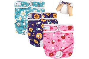 Pet Soft Washable Female Diapers (3 Pack) – Female Dog Diapers, Comfort Reusable Doggy Diapers for Girl Dog in Period Heat (C