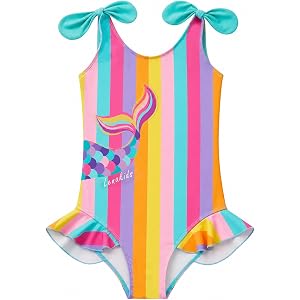LENAKIDS Girls One-Piece Swimsuit, Polyester Blend, Adjustable and Lightweight, Little Kid