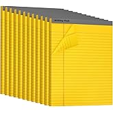 12pcs Legal Pads, Perforated Wide Ruled Writing Pad, Wide Ruled Legal Notepads, Lined Pads of Paper, Yellow paper Pads for office, school and daily notes(600 Sheets) (12, 5 X 8, Legal (5 x 8 inches))