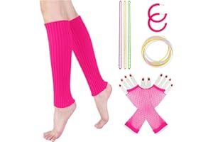 Kingfancy Women's Christmas Gift 80s Party Costume Accessories Set Neon Goth Ribbed Knit Sports Yoga Leg Warmer