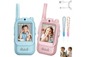 Video Walkie Talkies for Kids, Handheld 2 Pack Rechargeable Video Intercom Kids Walkies Talkies, Boys Girls for Family Games,