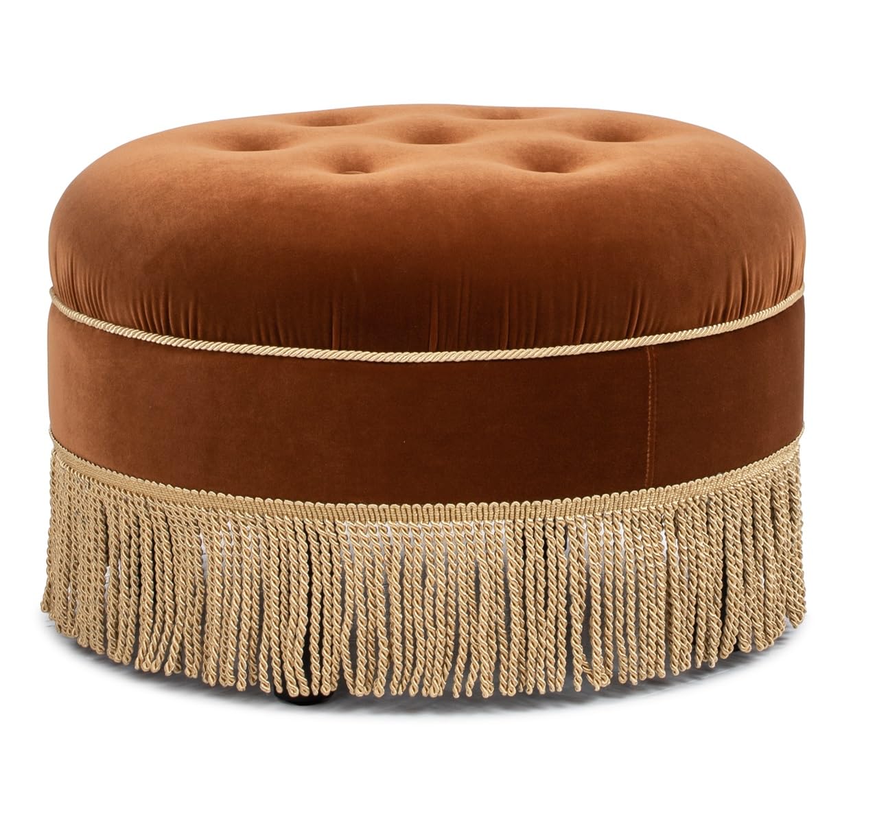 Jennifer Taylor Home Yolanda 24" Round Upholstered Accent Ottoman, Burnt Orange Performance Velvet Image