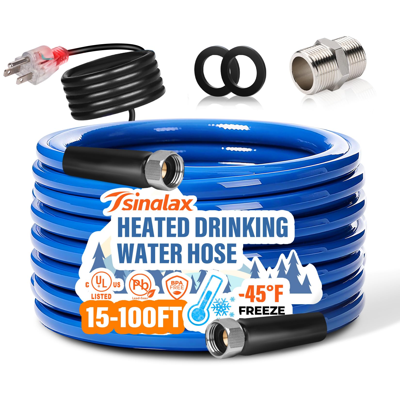 Photo 1 of 15FT 30FT Heated Water Hose for Rv,-45 ? Antifreeze Heated Drinking Garden Water Hose,Lead-Free & BPA-Free, Rv Freshwater Hoses with Fittings, Rv Accessories