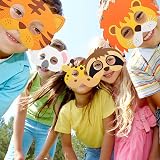 AOOTUERL 12pc Kids Animal Felt Masks Jungle Theme Party Costume Favors view 6