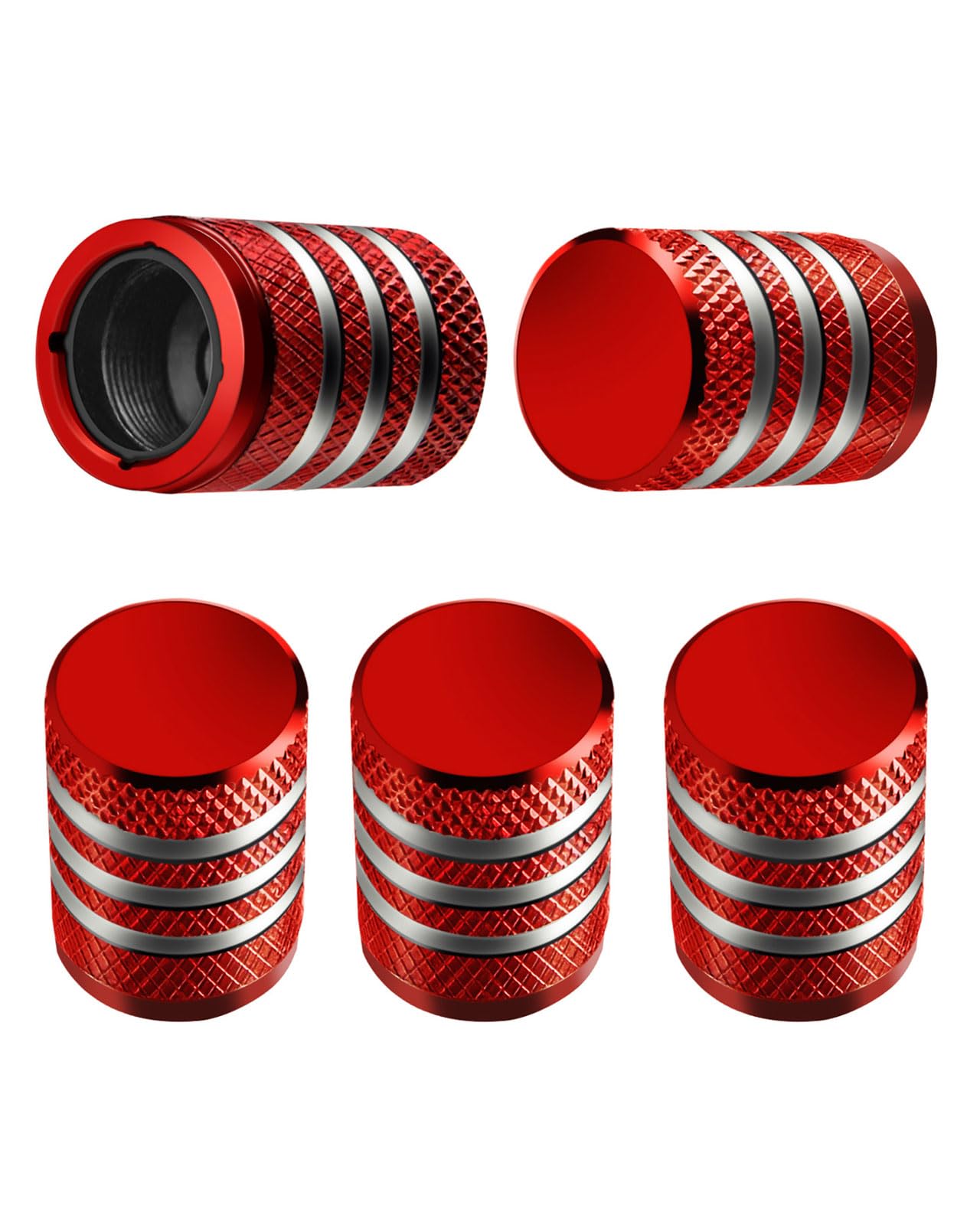 DECURCAR Tire Valve Stem Caps 5 Pack Universal - Red